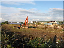 ST1973 : Clearance work beside former Channel Dry Dock, Cardiff by Gareth James