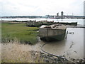 TQ5180 : River Thames: Abandoned ferro-concrete barges by Nigel Cox
