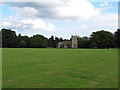 Looking over green towards the church