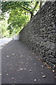 Wall and pavement on west side of The Bailey