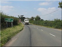 SO4356 : Route confirmatory sign, A44 north of Golden Cross by Peter Whatley