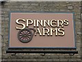 SK0295 : Spinners Arms (3) - sign, Hadfield Road, Hadfield by L S Wilson