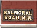 Sign for Balmoral Road, NW2