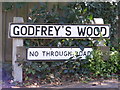 TM2750 : Godfreys Wood sign by Geographer