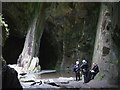 NY3102 : Abseil group in the Cathedral Quarry by Karl and Ali