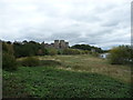 View towards Rhuddlan Castle from near the River Clwyd