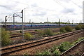 View across the railway lines at the approach to Hornsey Station