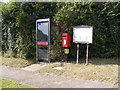 TM3852 : Telephone Box Notice Board & 25 Long Row,Chillesford Postbox by Geographer