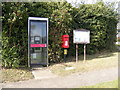 TM3852 : Telephone Box Notice Board & 25 Long Row, Chillesford Postbox by Geographer