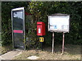 TM3852 : Telephone Box Notice Board & 25 Long Row,Chillesford Postbox by Geographer