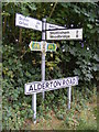 TM3544 : Roadsigns on Alderton Road by Geographer