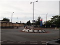 Mini roundabout near Tesco Supermarket