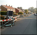 Temporary barriers, Larch Grove, Malpas, Newport