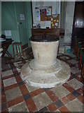 SP8526 : St Michael & All Angels, Stewkley- font by Basher Eyre