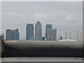 Close-up of Canary Wharf from the Thames Path