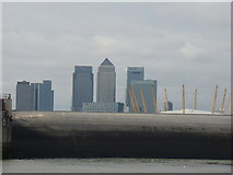 TQ4179 : Close-up of Canary Wharf from the Thames Path by Robert Lamb