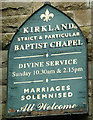 Sign for the Kirkland Baptist Chapel, Nateby