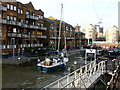 Yacht entering Limehouse Basin