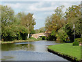 SJ9317 : Canal approaching Acton Moat Bridge by Roger  D Kidd
