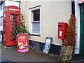 TM1877 : Telephone Box & Post Office Low Street Postbox by Geographer