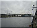 TQ4080 : Royal Victoria Dock and footbridge, from outside the ExCel Centre by Christopher Hilton