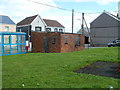 SN8510 : Boarded-up building on the corner of School Road and Main Road, Dyffryn Cellwen by Jaggery