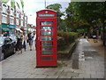 Red phone box on Church Road, Barnes