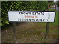 Crown Estate sign, Stokes Heath Road