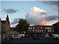 Sunset clouds over Bury St. Edmunds central square