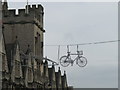 Bike in the sky as Christmas lights, Oxford