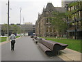 NZ4920 : Public seating overlooking Central Square Gardens in Middlesbrough by peter robinson