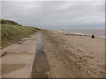 TA4011 : Sea wall on Spurn Point by Hugh Venables