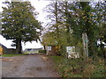 The entrance to Church Farm & footpaths to Redlingfield Road & B1077