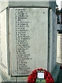TL1829 : Hitchin War Memorial - World War Two Panel - N to S by John Lucas