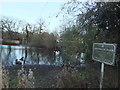 Sheepwash Pond and sign, The Ridgeway NW7