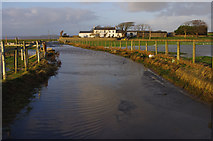 SD4868 : Flooded road on foreshore, Bolton-le-Sands by Ian Taylor