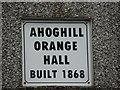 Plaque, Ahoghill Orange Hall