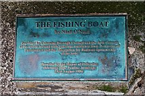 C8138 : The Fishing Boat sculpture (3) - plaque, Harbour Road, Portstewart by P L Chadwick