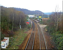ST1283 : Southern approach to Taffs Well railway station by Jaggery