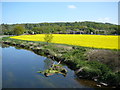 View towards railway bridge from aqueduct over the River Sow near Milford