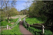 SO8480 : Public footpath and footbridge over River Stour, near Caunsall by P L Chadwick