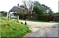 Thatched cottage and chickens, East Creech