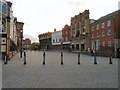 SJ8990 : Deserted Stockport Market Place by Gerald England