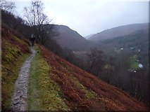 SH7762 : Hillside path above Cwm Crafnant in winter by Jeremy Bolwell