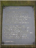 NY7963 : Plaque with a poem by Lawrence Hewer on a seat by the upper path at Allen Banks by Mike Quinn