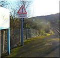 Treforest Estate sign at the end of Treforest railway station platform