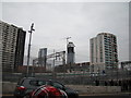 Tower on Stratford High Street, viewed from Westfield Way