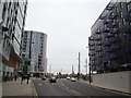 Traffic lights at junction of Warton Road, Stratford High Street and Rick Roberts Way