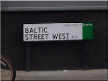 TQ3282 : Street sign, Baltic Street West EC1 by Robin Sones
