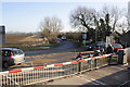 Rail enthusiasts at Appleford level crossing